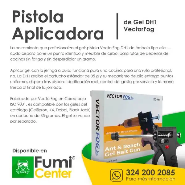 Pistola aplicadora de gel DH1 VectorFog — Cartuchos de 35 g Pistola aplicadora de gel DH1 VectorFog — Cartuchos de 35 g — ficha de producto disponible en FumiCenter, distribuidora de insecticidas en Colombia