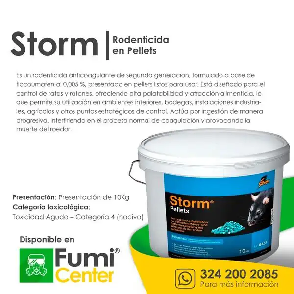 Storm® pellets — Rodenticida BASF · balde de 10 kg Storm® pellets — Rodenticida BASF · balde de 10 kg — ficha de producto disponible en FumiCenter, distribuidora de insecticidas en Colombia