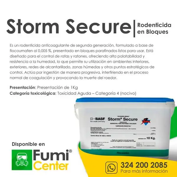 Storm® Secure bloques — Rodenticida BASF · balde de bloques parafinados Storm® Secure bloques — Rodenticida BASF · balde de bloques parafinados — ficha de producto disponible en FumiCenter, distribuidora de insecticidas en Colombia