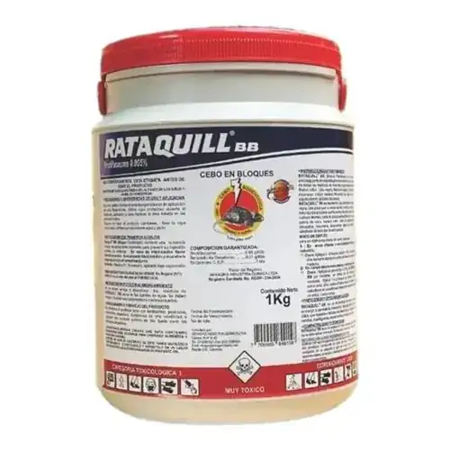 Bloque Rataquill Tarrina 1 kg — rodenticida anticoagulante en bloque parafinado · FumiCenter