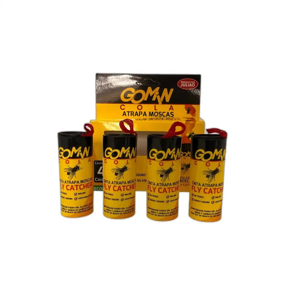 Gomin Cola — Cintas Atrapamoscas Blíster x 4 — cinta atrapamoscas adhesiva · FumiCenter