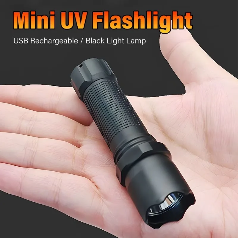 Linterna LED UV 395 nm de bolsillo recargable USB — mini linterna de luz negra portátil con clip · FumiCenter