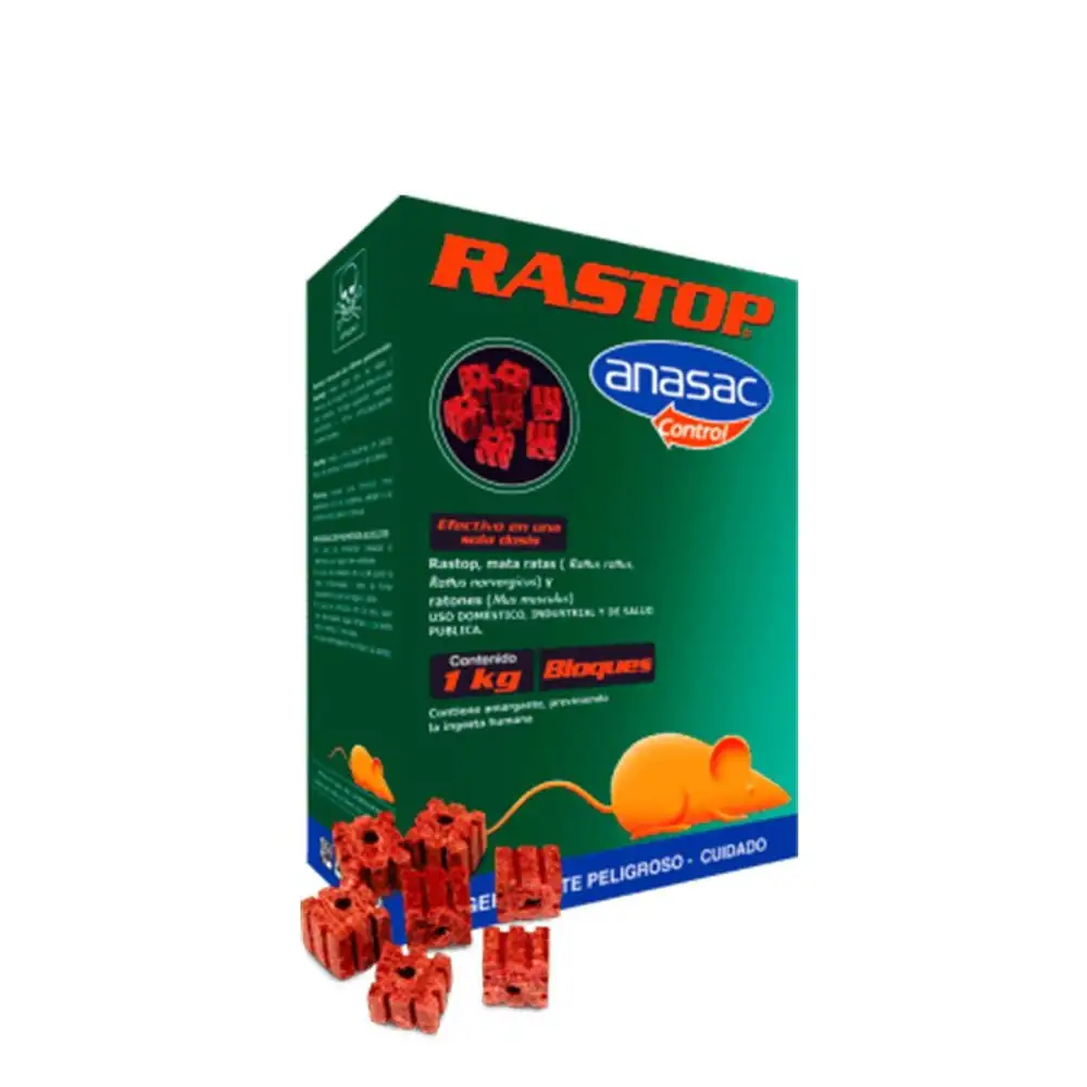Rastop Bloques 1 kg — rodenticida anticoagulante en bloque parafinado · FumiCenter