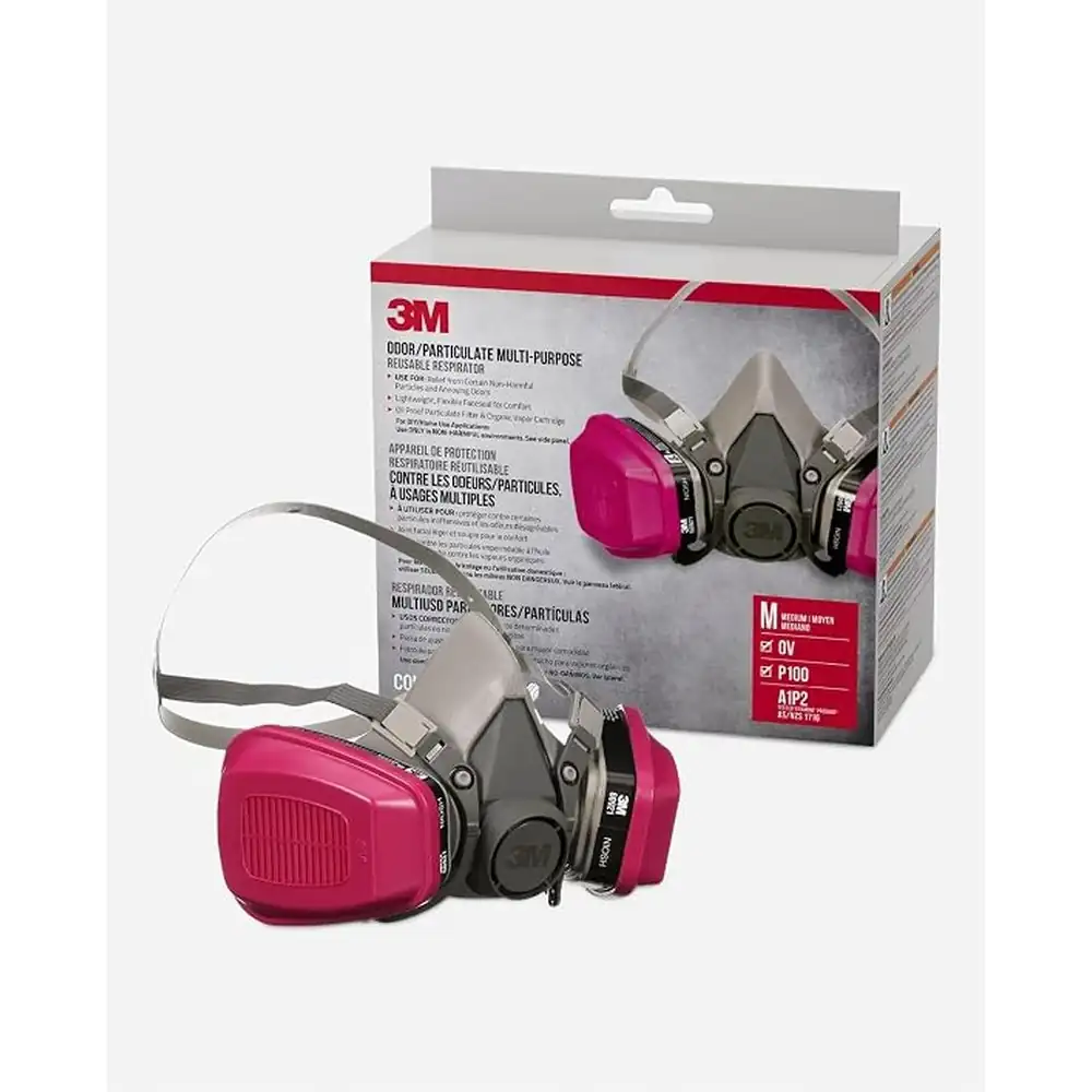 Respirador 3M 65021 P100/OV Media Cara — Mediano — respirador reutilizable multiusos para olores y partículas · FumiCenter