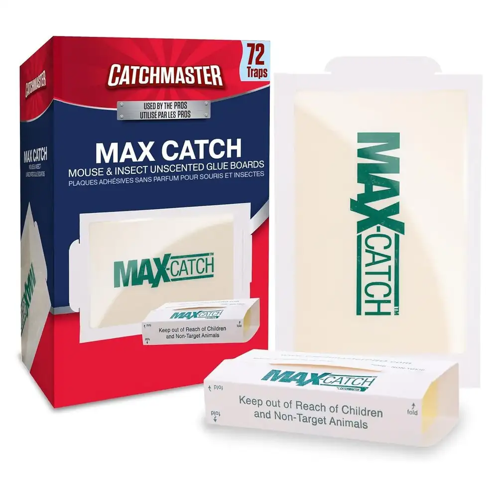 Trampas adhesivas Catchmaster Max-Catch × 72 (sin perfume) — láminas adhesivas profesionales sin perfume para ratones e insectos · FumiCenter